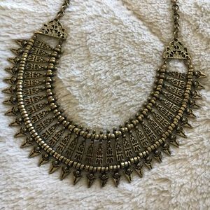 Gold Metal Statement Collar Necklace